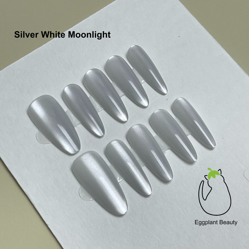 EPBeauty Press On Nails Almond - Cat Eye Medium-Long Solid with Starry Sky & Aurora Shifting Effect