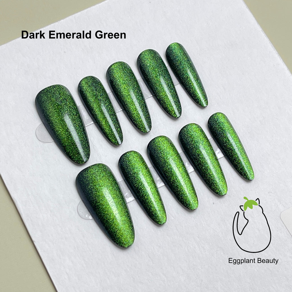 EPBeauty Press On Nails Almond - Cat Eye Medium-Long Solid with Starry Sky & Aurora Shifting Effect