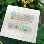 EPBeauty Short Icy Sparkle Press-On Nails | Glacier-Inspired Detachable Nail Set