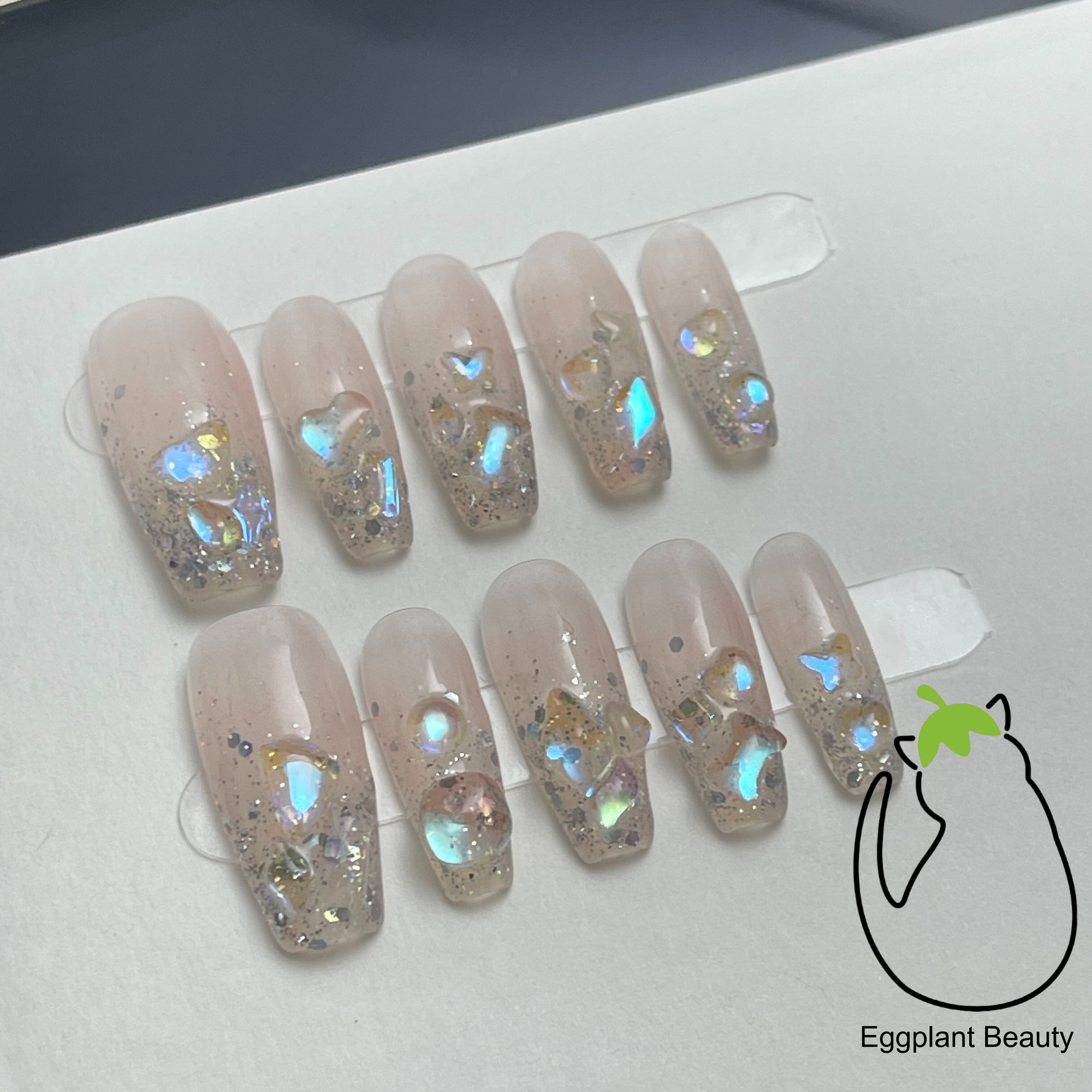 EPBeauty Enchanted Press On Nails | Aurora Holographic Nails with Detachable Spellbinding Glow