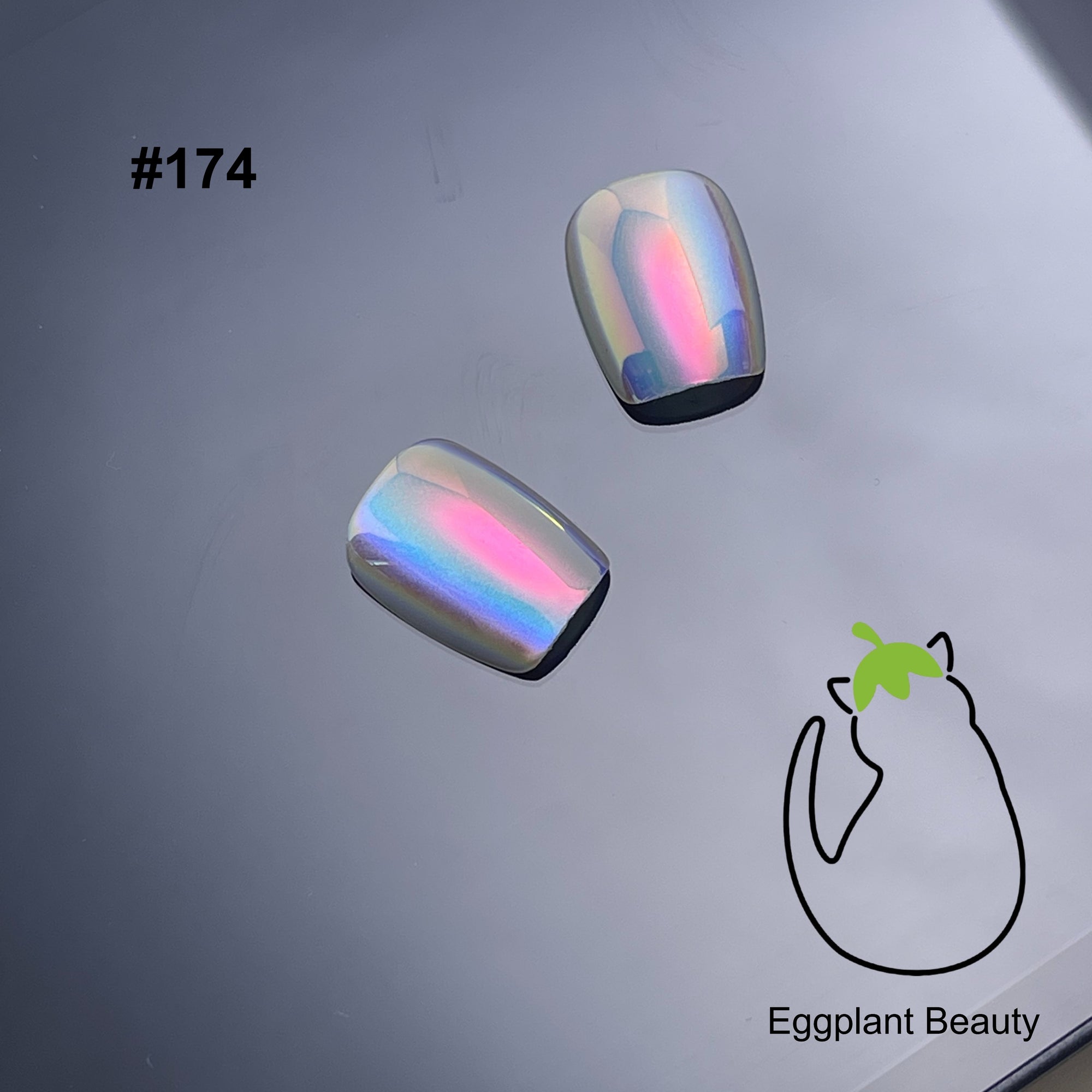 EPBeauty Chrome Mirror Press On Nails - Holographic Cat Eye & Aurora Red-White Glow