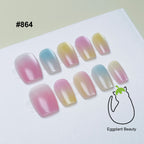 EPBeauty Short Cat Eye Press On Nails - Multichrome Stained Glass Effect with Vitreous Glow (10pcs)