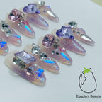 EPBeauty Artisan Handmade Press On Nails - Dazzling Y2K Glam Full Glitter, Designer Light Luxury Acrylic Nails