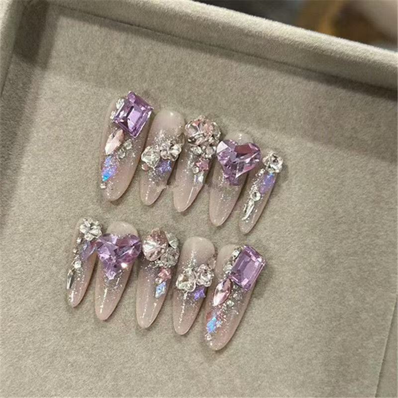 EPBeauty Artisan Handmade Press On Nails - Dazzling Y2K Glam Full Glitter, Designer Light Luxury Acrylic Nails
