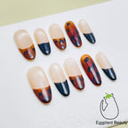 Leopard Print French Tip Press On Nails - Sultry Smoky Ombre & Magnetic Cat Eye (10Pcs)
