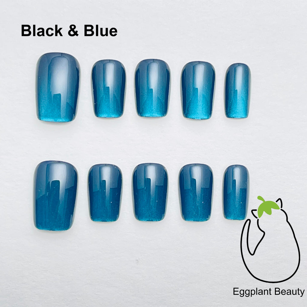 Short Galaxy Cat Eye Press On Nails - Nebula Blush Pink & Holographic Sparkle (10Pcs)