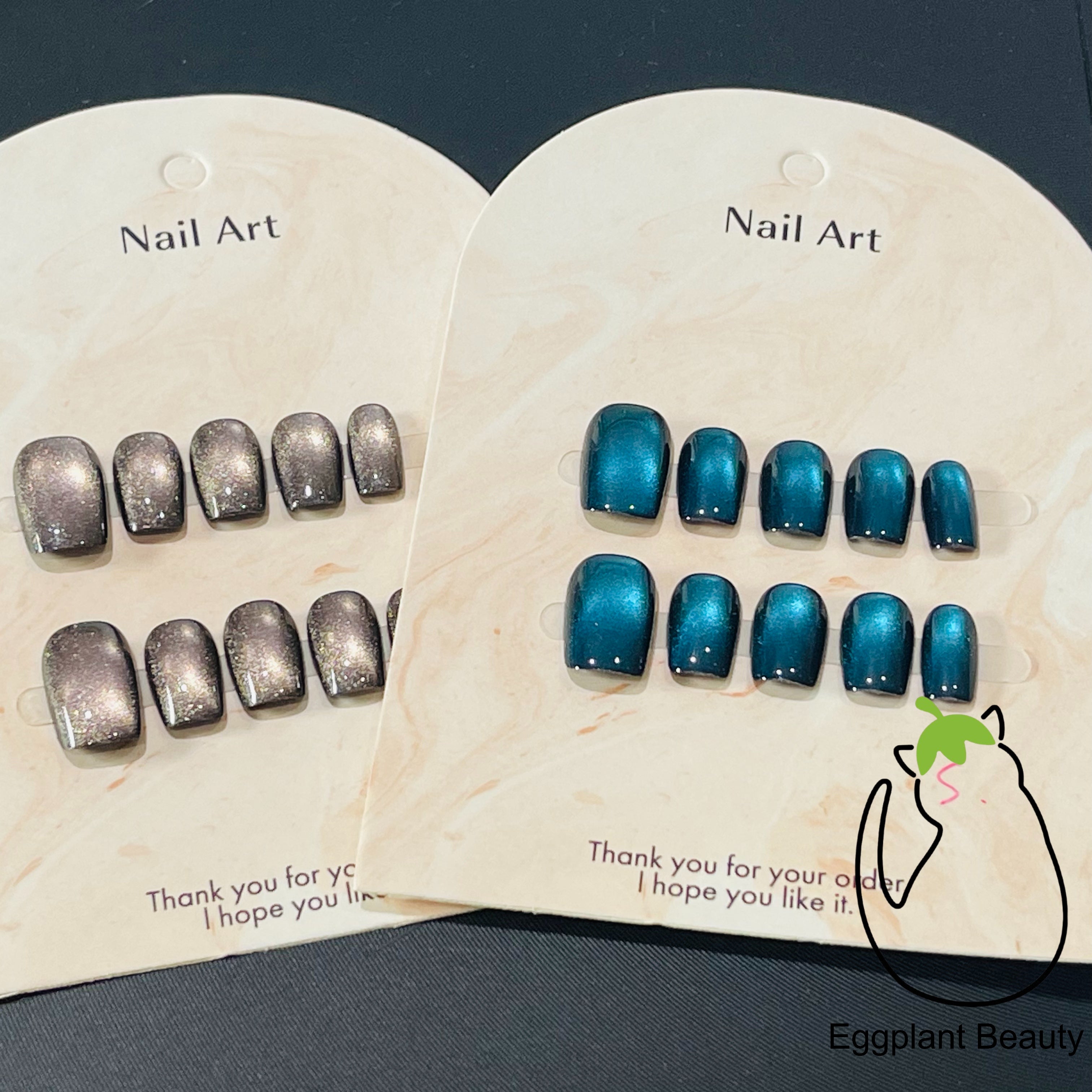 Short Galaxy Cat Eye Press On Nails - Nebula Blush Pink & Holographic Sparkle (10Pcs)