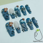 Grunge Rebel Press On Nails - Distressed Black Cat & Edgy Design (10Pcs)