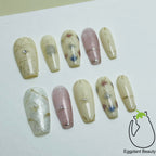 Luxe Baroque Press On Nails - Old Money Style with Ornate 3D Floral Design (10Pcs)
