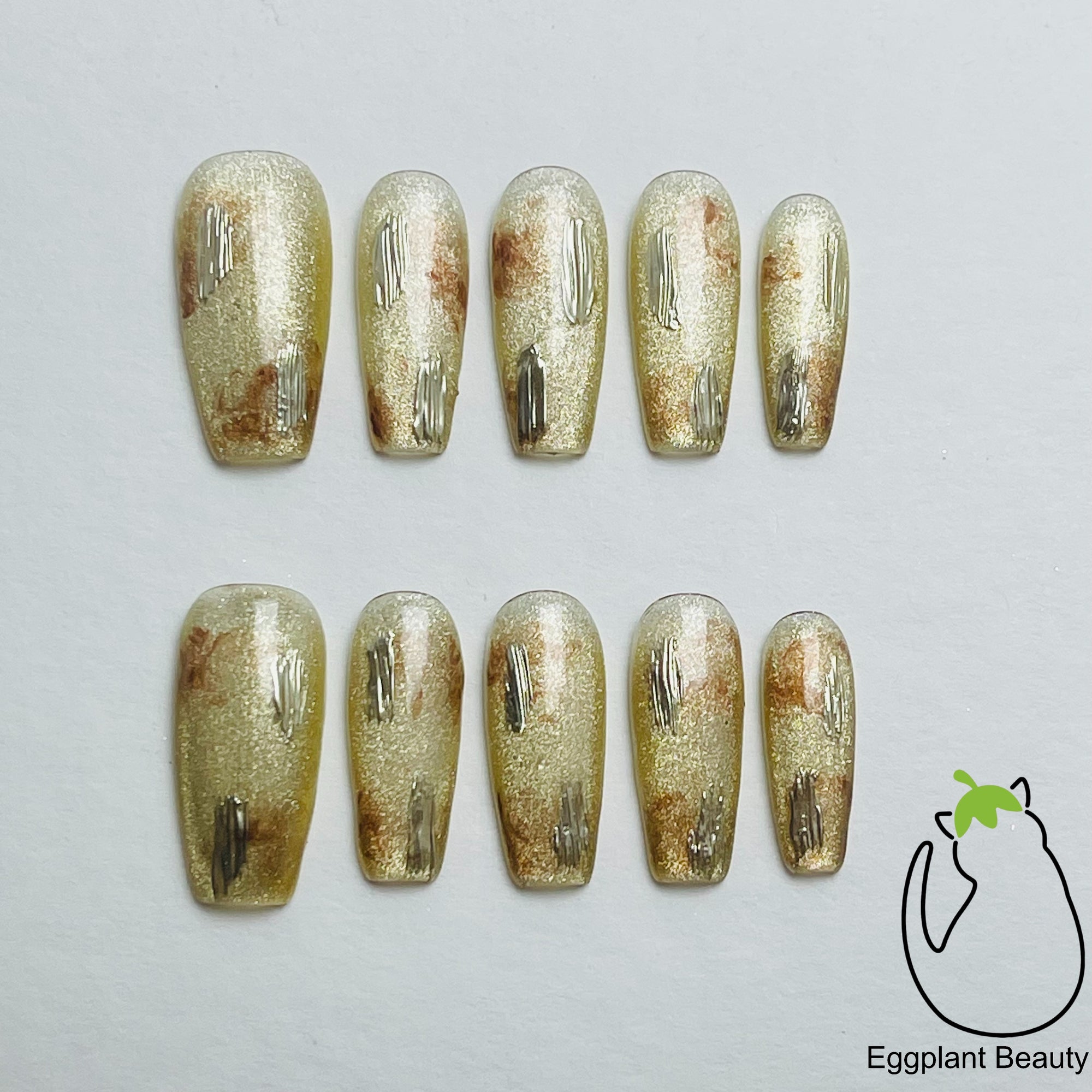 Aurora Flow Press On Nails - Elegant Gel Nail Art with Brightening Iridescent Effect (10Pcs)