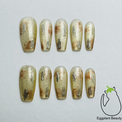 Aurora Flow Press On Nails - Elegant Gel Nail Art with Brightening Iridescent Effect (10Pcs)