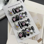 Crystal Grove Press On Nails - Pink Quartz & Ethereal Spirits in Black & White (10Pcs)