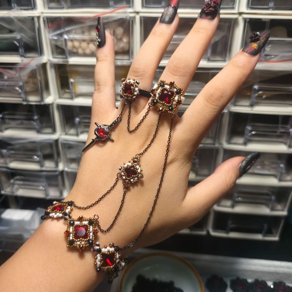 Velvet Rabbit Nocturne Press On Nails - Gothic Black Roses & Moonlit Silhouette (10Pcs)