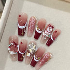 Encore Red Noel Press On Nails - 3D Sculpted Christmas Tree (10Pcs)