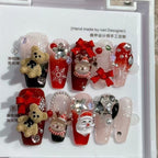 Nocturnal Noel Press On Nails - Yuletide Band with Artisan Details (10Pcs)