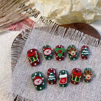 Santa‘s Carousel Press On Nails - Rotating Holiday Motifs on Classic Red & Green (10Pcs)
