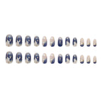 Glacial Aura Press On Nails - Icy Blue Watercolor Marble & Crystal Clarity (24Pcs)