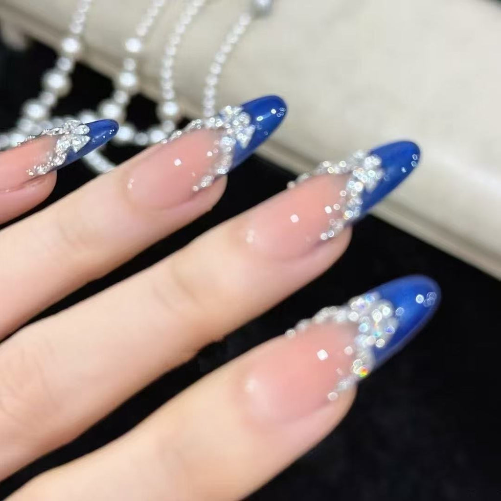 Klein Blue Aura Press On Nails - Hand-Set Crystal Constellations (10Pcs)
