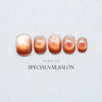 Solar Flare Press On Nails - Citrus Ombré with Shifting Cat Eye Glow (10Pcs)