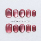 Burgundy Glow Press On Nails - Garnet Cat Eye & Velvet Dusk Fusion (10Pcs)