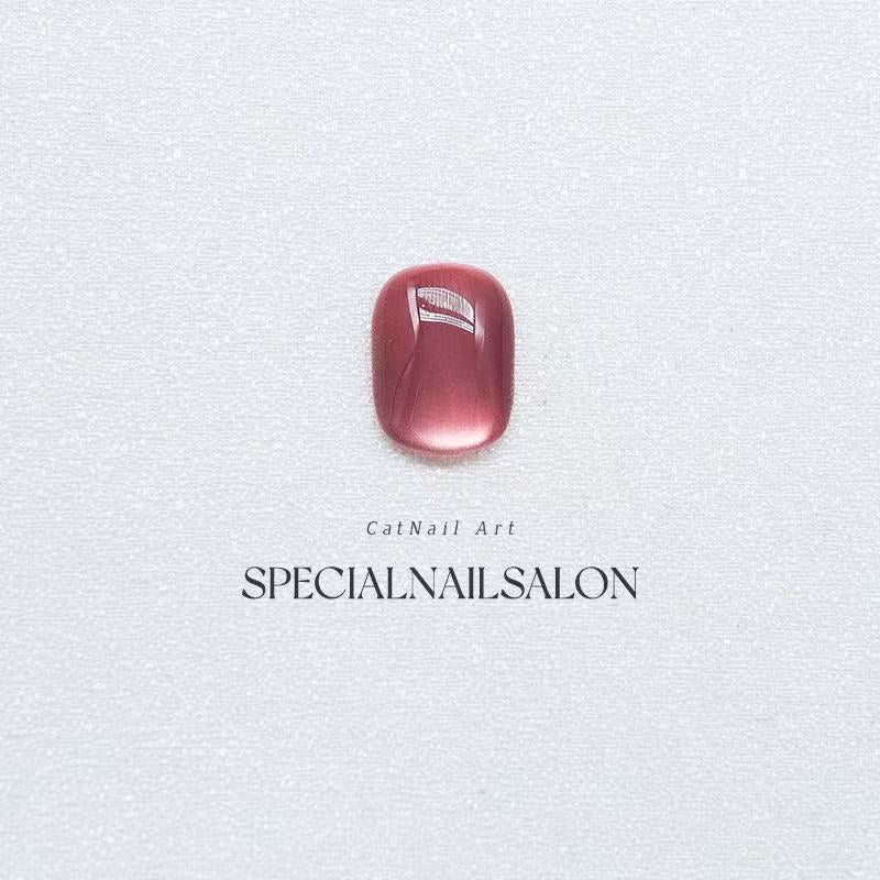 Burgundy Glow Press On Nails - Garnet Cat Eye & Velvet Dusk Fusion (10Pcs)