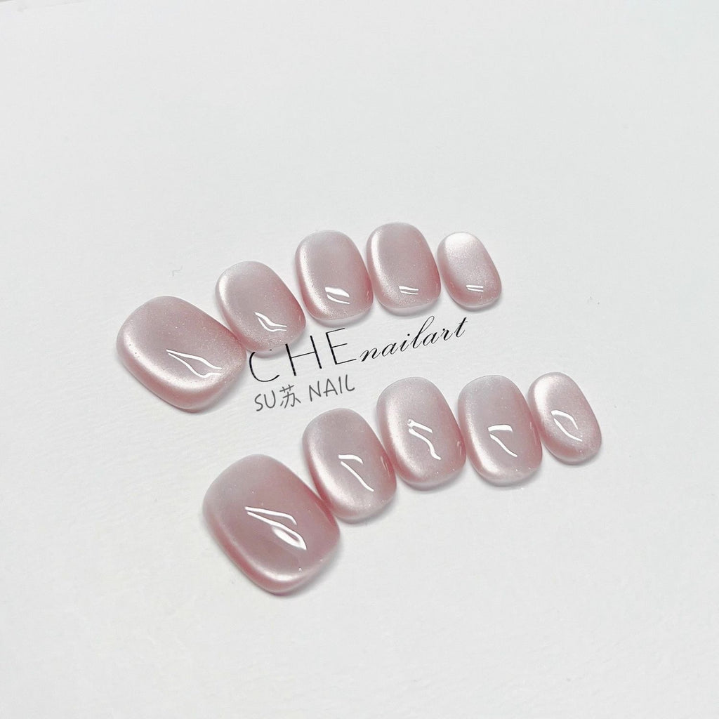 Pearlescent Dawn Press On Nails - Holographic Aura & Crystalline Shimmer (10Pcs)