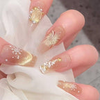 Starlight Serenade Press On Nails - Iridescent Snow & Pearl Tree Glow (10Pcs)