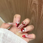 Encore Red Press On Nails - Bitten Apple & Gilded Wreath (10Pcs)