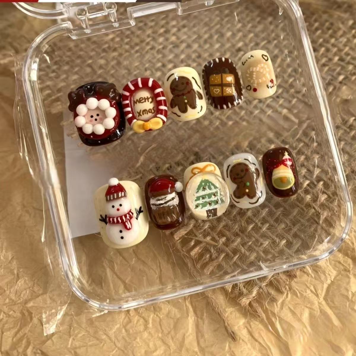 Sugarplum Lane Press On Nails - Frosty & Gingerbread Pals (10Pcs)