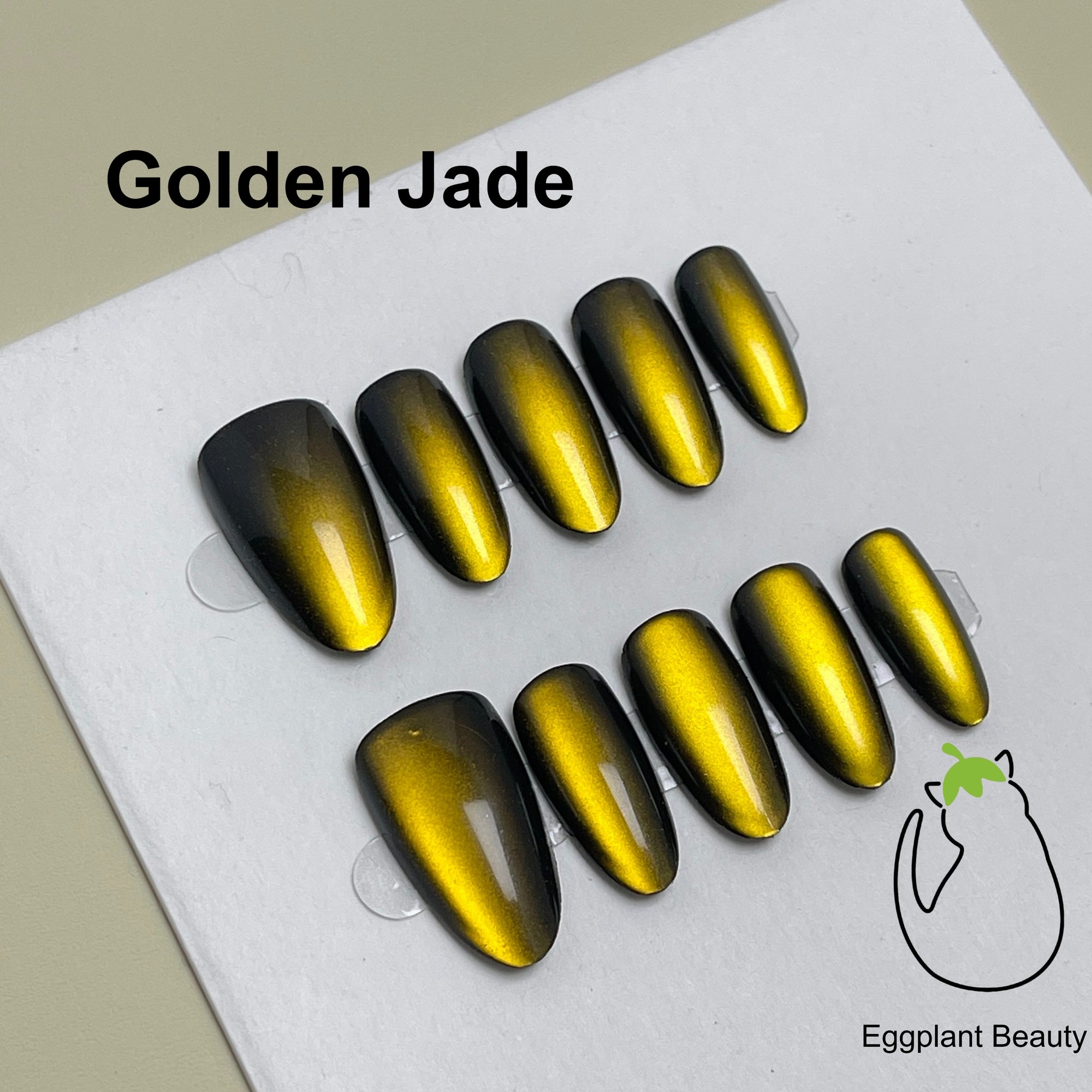 EPBeauty Medium-Length Aurora Press On Nails | Starry Cat Eye Shifting Color | Premium Pre-Made Nail Set