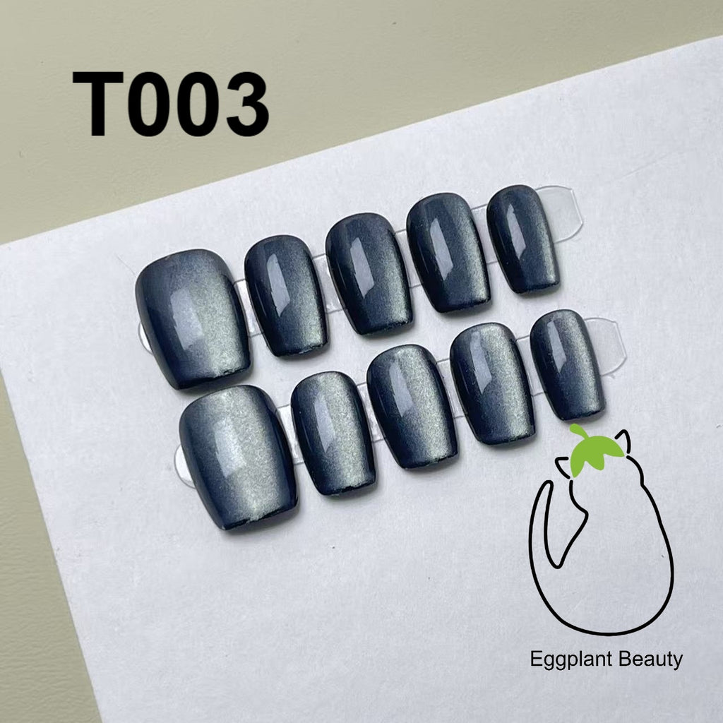 EPBeauty Short Cat Eye Press On Nails - Minimalist Luxury Semi-Handmade Set (13-17mm)