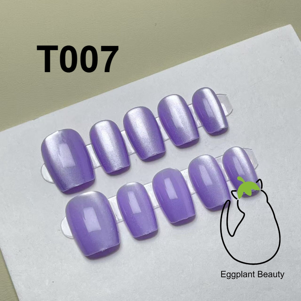 EPBeauty Short Cat Eye Press On Nails - Minimalist Luxury Semi-Handmade Set (13-17mm)