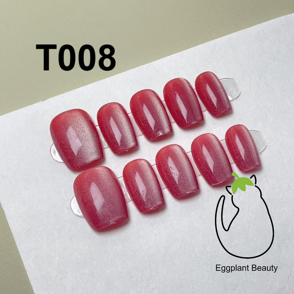 EPBeauty Short Cat Eye Press On Nails - Minimalist Luxury Semi-Handmade Set (13-17mm)