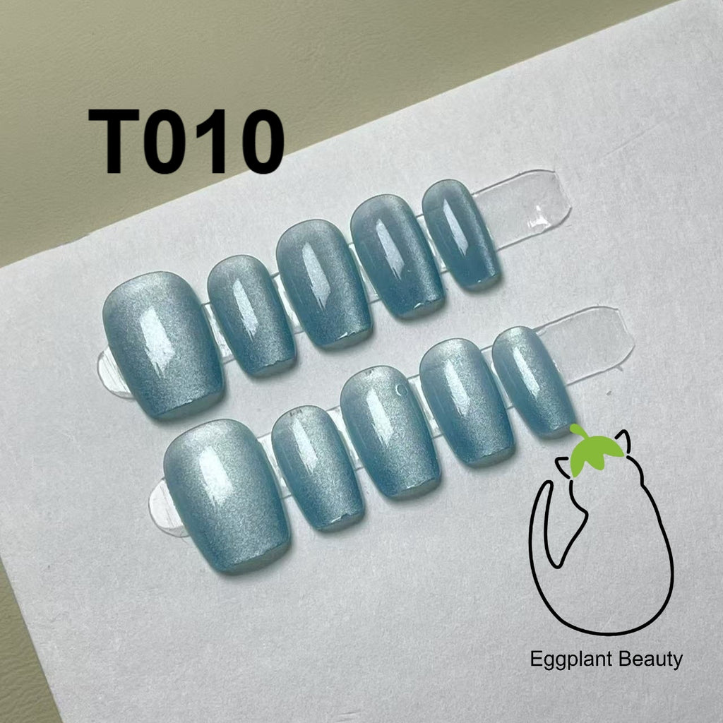 EPBeauty Short Cat Eye Press On Nails - Minimalist Luxury Semi-Handmade Set (13-17mm)
